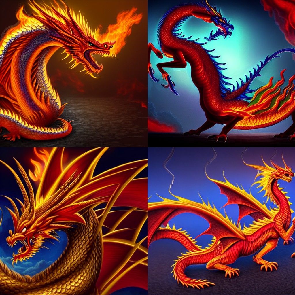 Surreal Fire Dragon Locked in Castle Cage