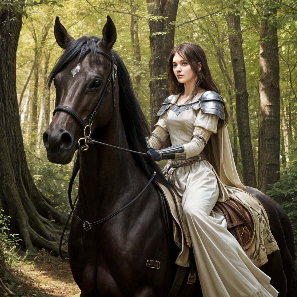 Chivalrous Knight Safely Carries Maiden on Horseback