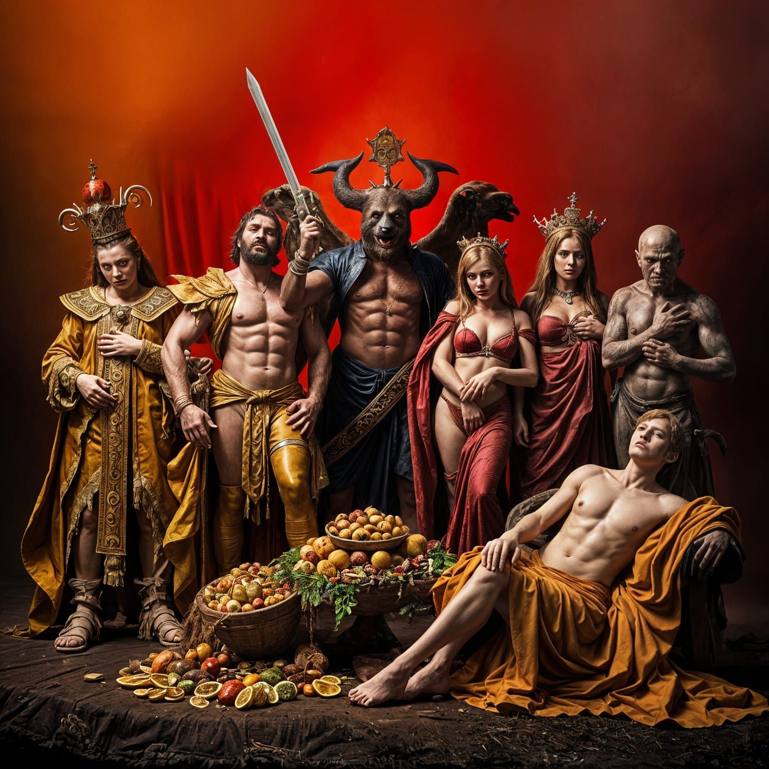 Seven Deadly Sins in Opulent Baroque Style