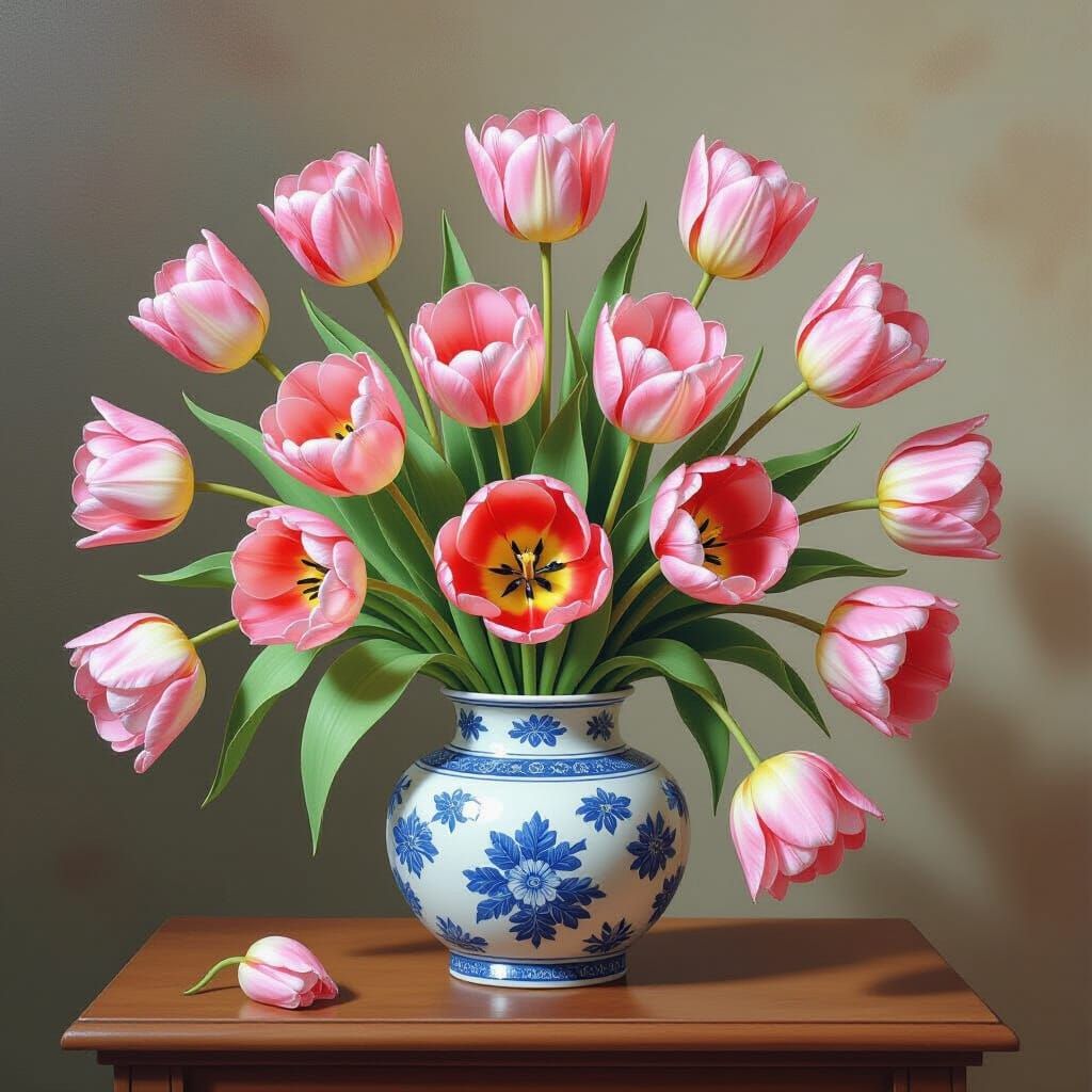 Exquisite Tulips in Maximalist Museum Style