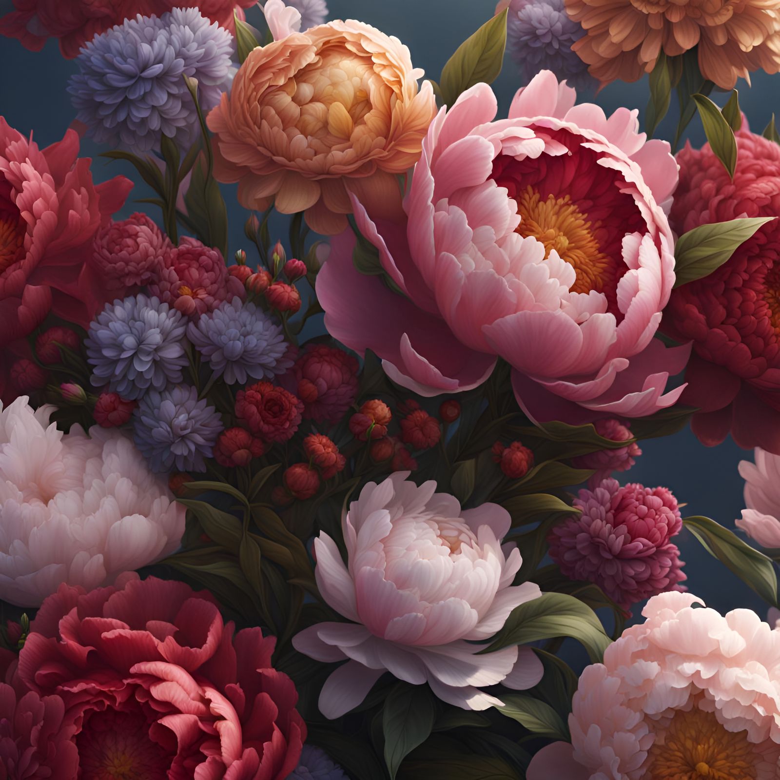 Floral Peony Bouquet in Spring Weather