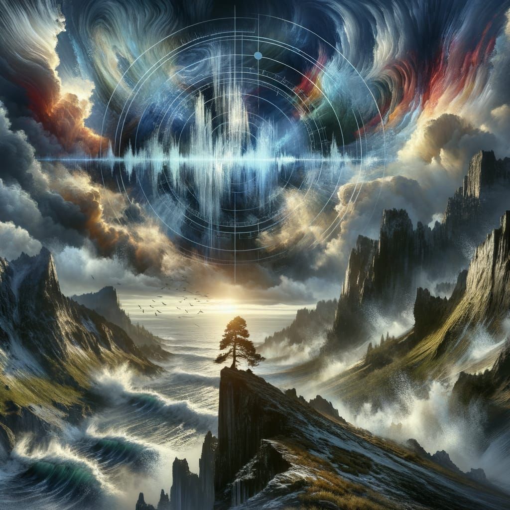 Cosmic Vibration Soundwave in Wilderness Landscape