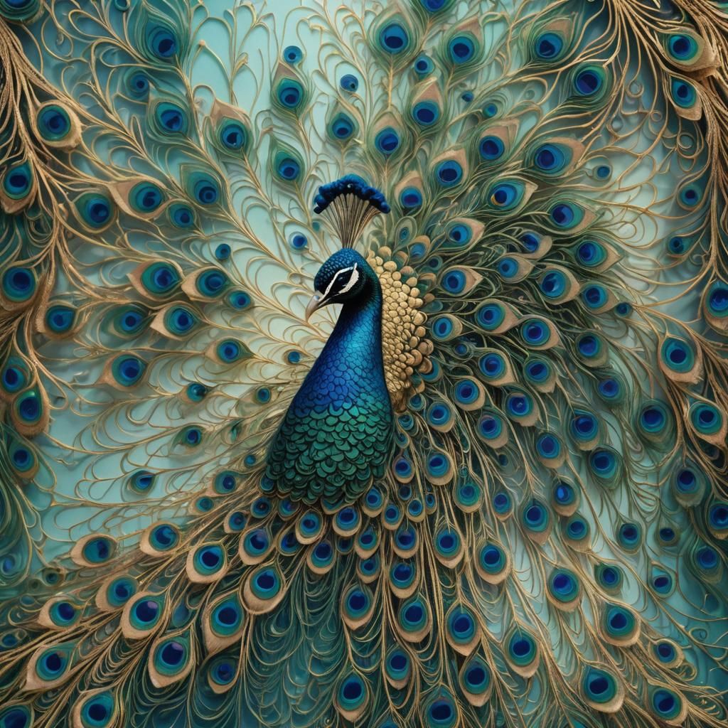 Fiber Optic Peacock: Intricate Matte Painting