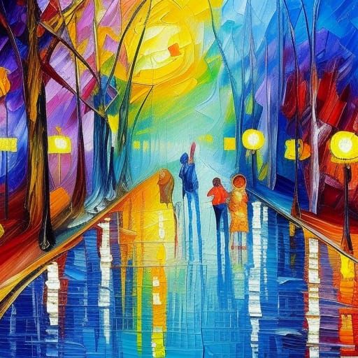 Colorful Textured Oil Painting in Post-Impressionist Style