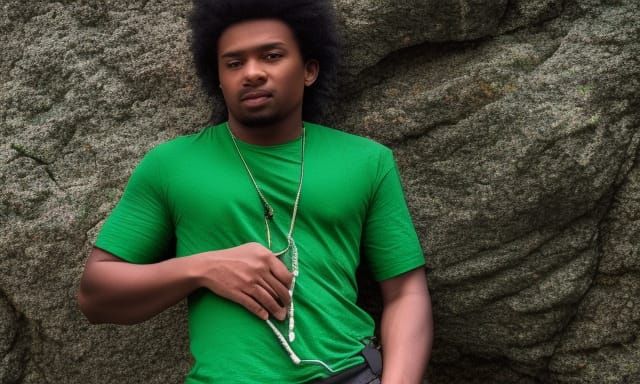 Person in Green Shirt on Rocks: Professional Photo