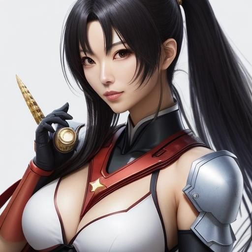 Japanese Superheroine with Starry Sky Backdrop