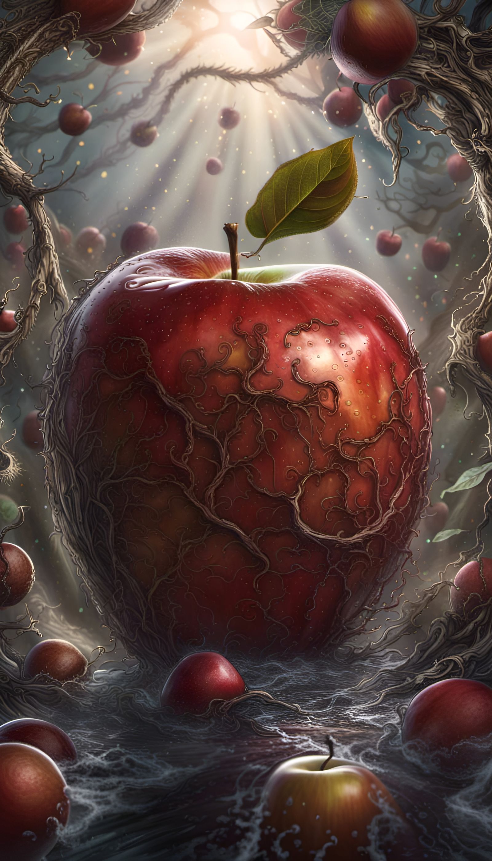 Detailed Apple in High Fantasy Digital Art
