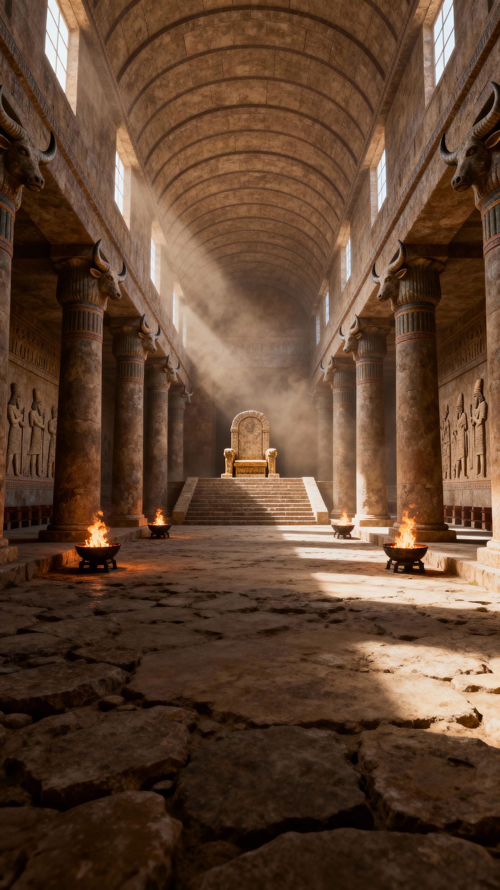Grand Pre-Islamic Persian Audience Hall with Stone Columns