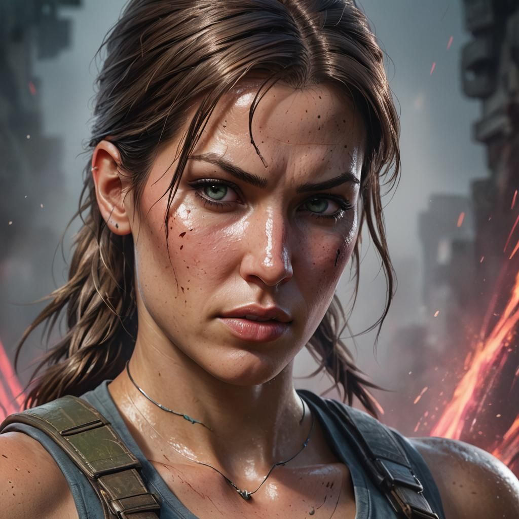 Lara Croft Portrait in Artgerm and Rutkowski Style