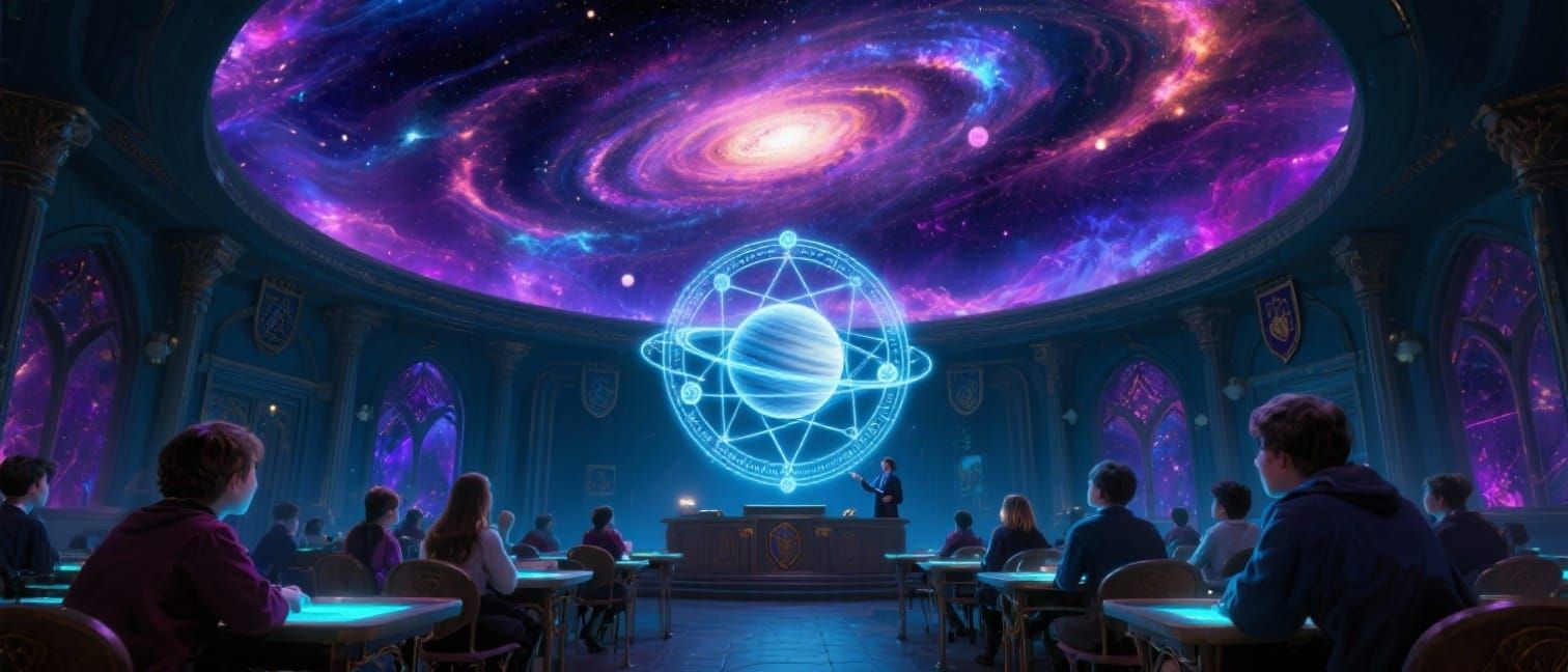Magical Academy Lecture Hall with Galactic View