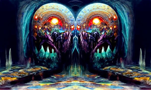 Underworld: Holographic Astral Illustration in Mixed Media