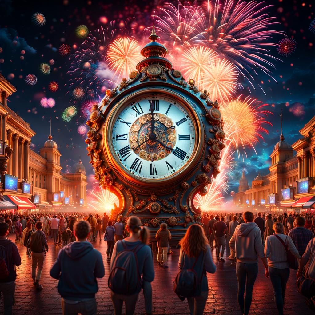 New Year's Eve Celebration with Fireworks