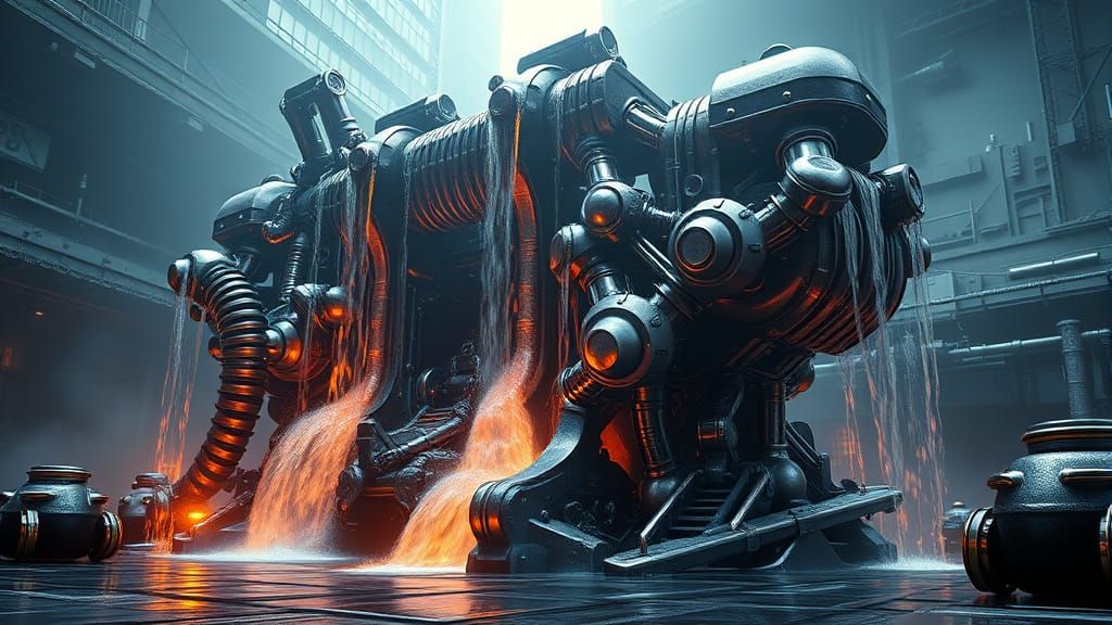 Futuristic Beer Waterfall Sculptures in Sci-Fi Style