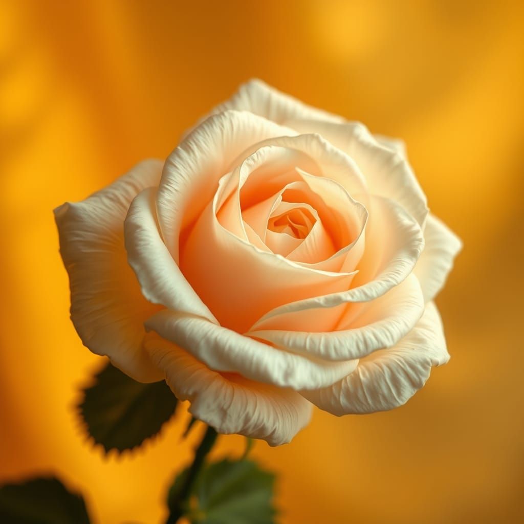 Ethereal White Rose in Golden Light