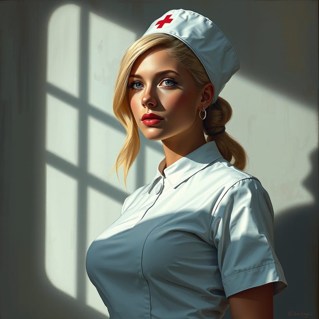 Hyperrealistic Nurse Still Life in a Futuristic Style