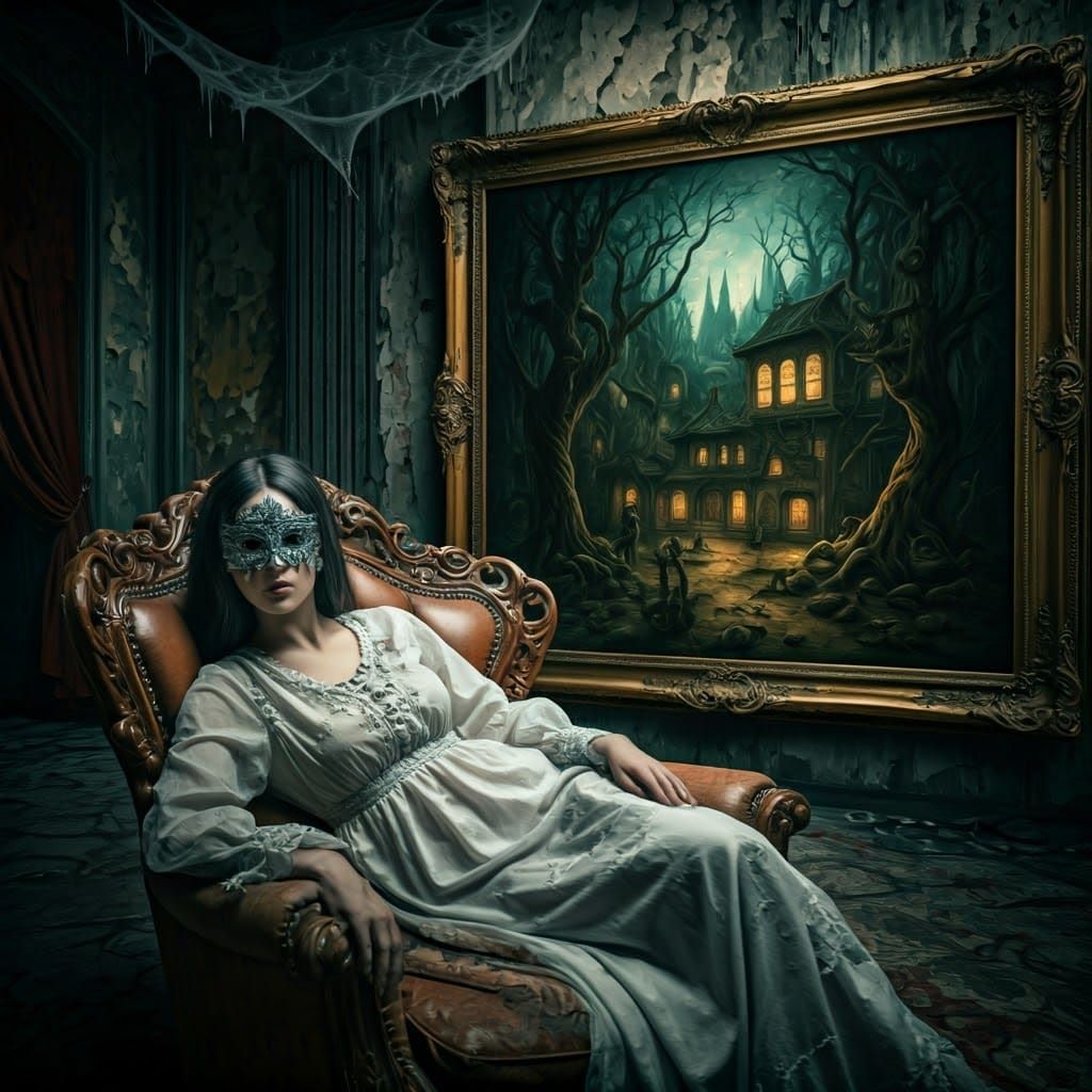 Ethereal Woman Before Cursed Painting