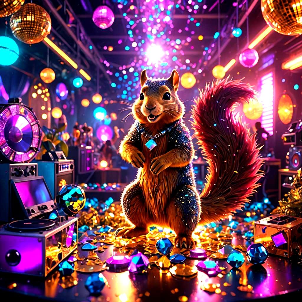 Squirrel's Night Out: Disco Fantasy Art