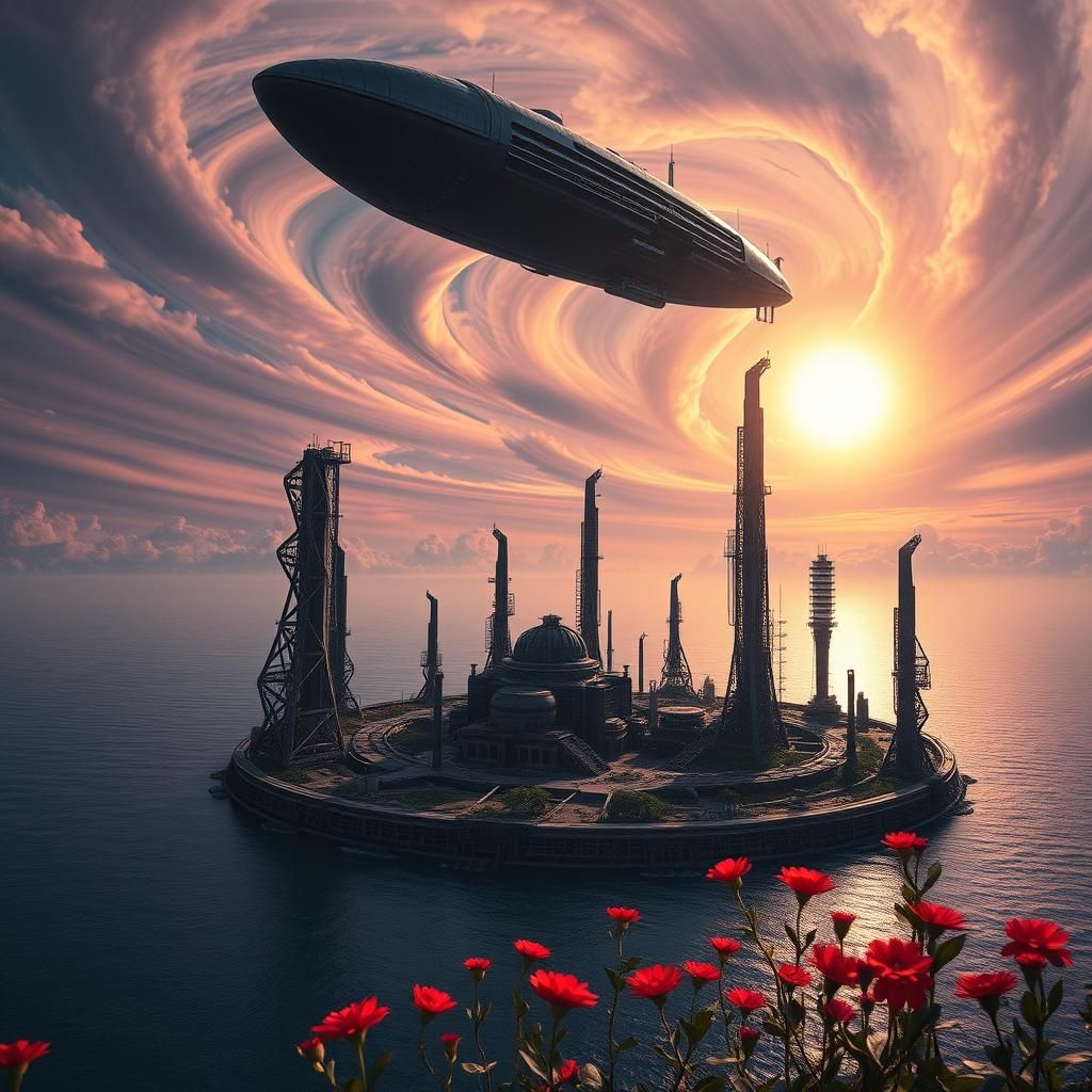 Remote Island Metropolis Sunset: Alien Structures