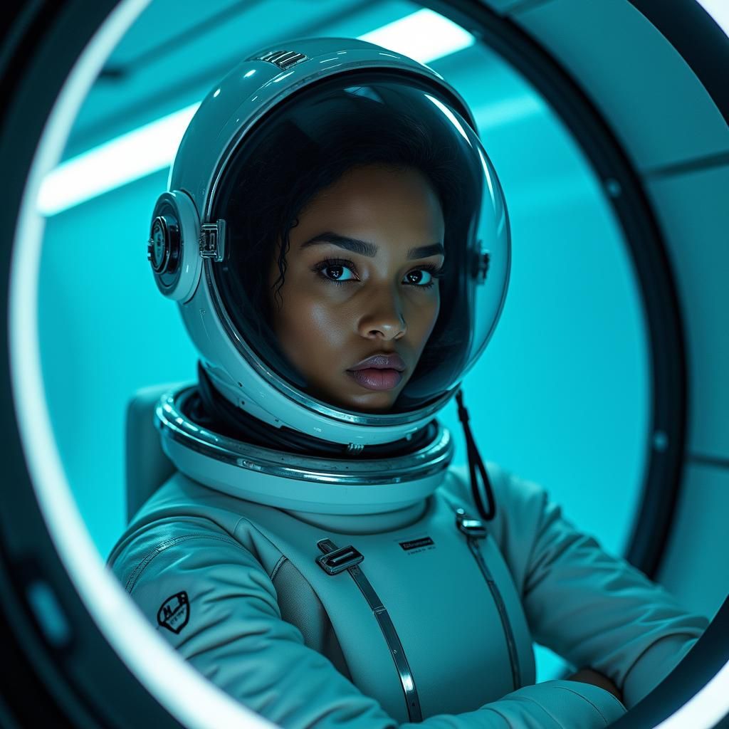 Astronaut Enters Underwater Base in Futuristic Portrait