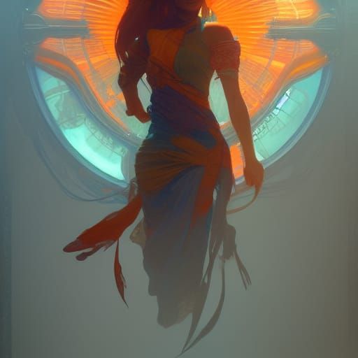 Dynamic Lighting Concept Art in Orange and Teal