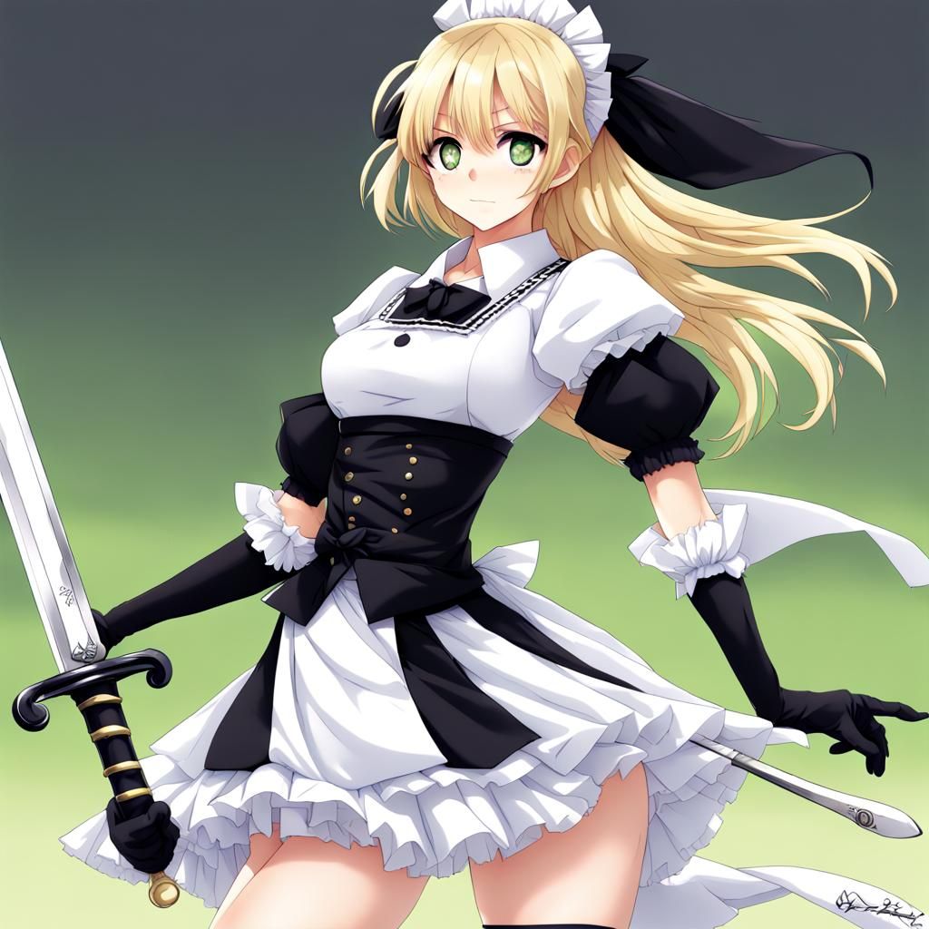 Anime-Style Maid Warrior with Sword