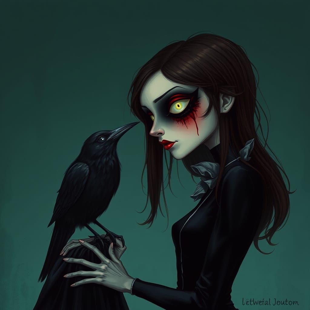 Gothic Secret Shared in Dark Cartoon Art