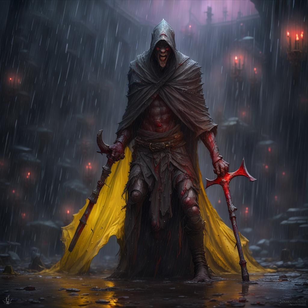 Dark Fantasy Figure with Battleaxe, Hyperdetailed Art