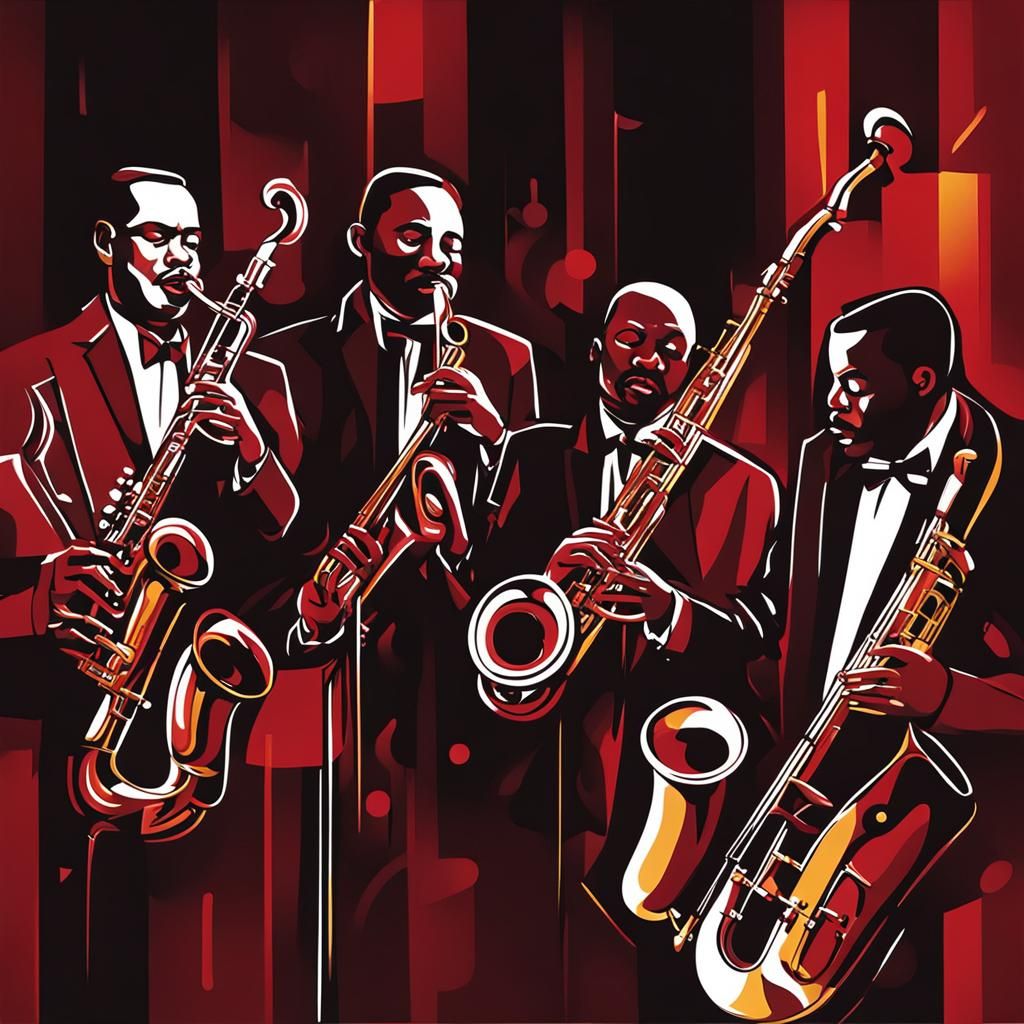 Jazz Quartet in Smoky Cabaret: Abstract Colorful Strokes