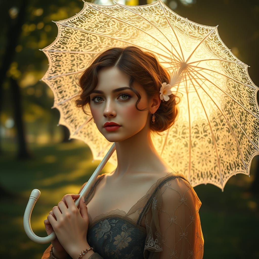 Elegant Lady Under Soft Sunlight