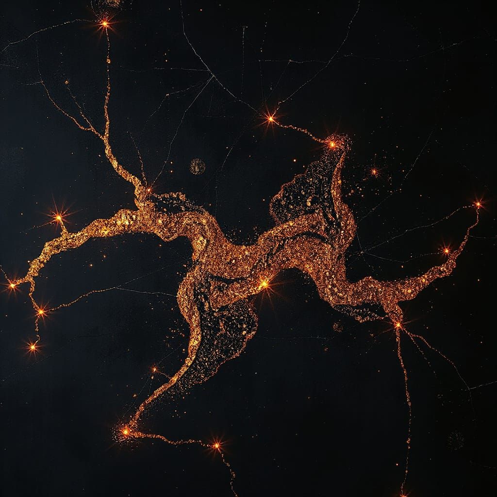 Glowing Abstract Patterns on Dark Texture