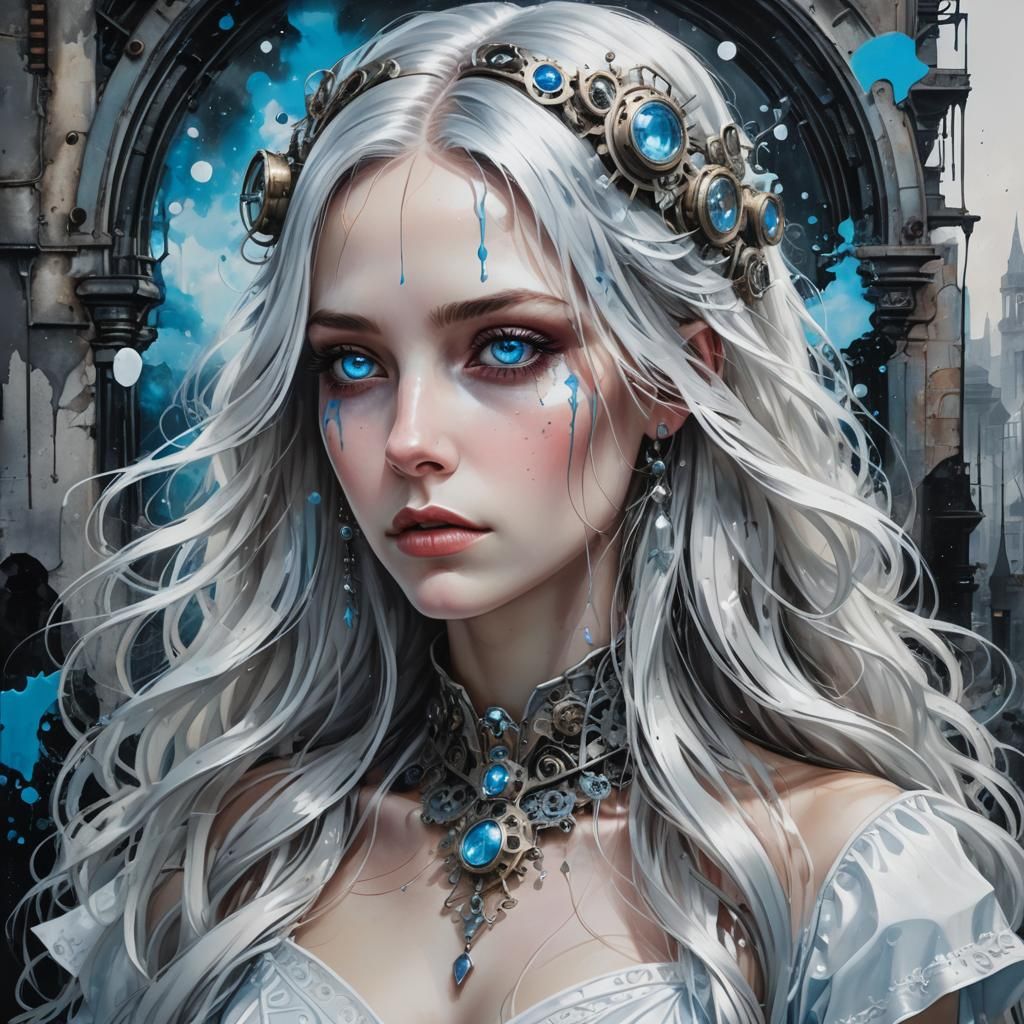 Ethereal Woman in Gothic Victorian Steampunk Style