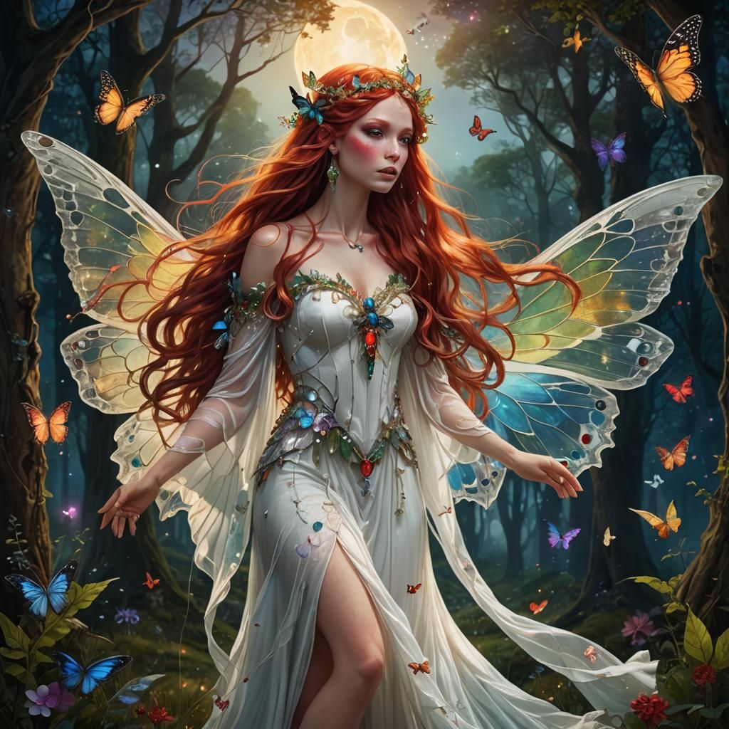 Fantasy Fairy Goddess in Forest Glade