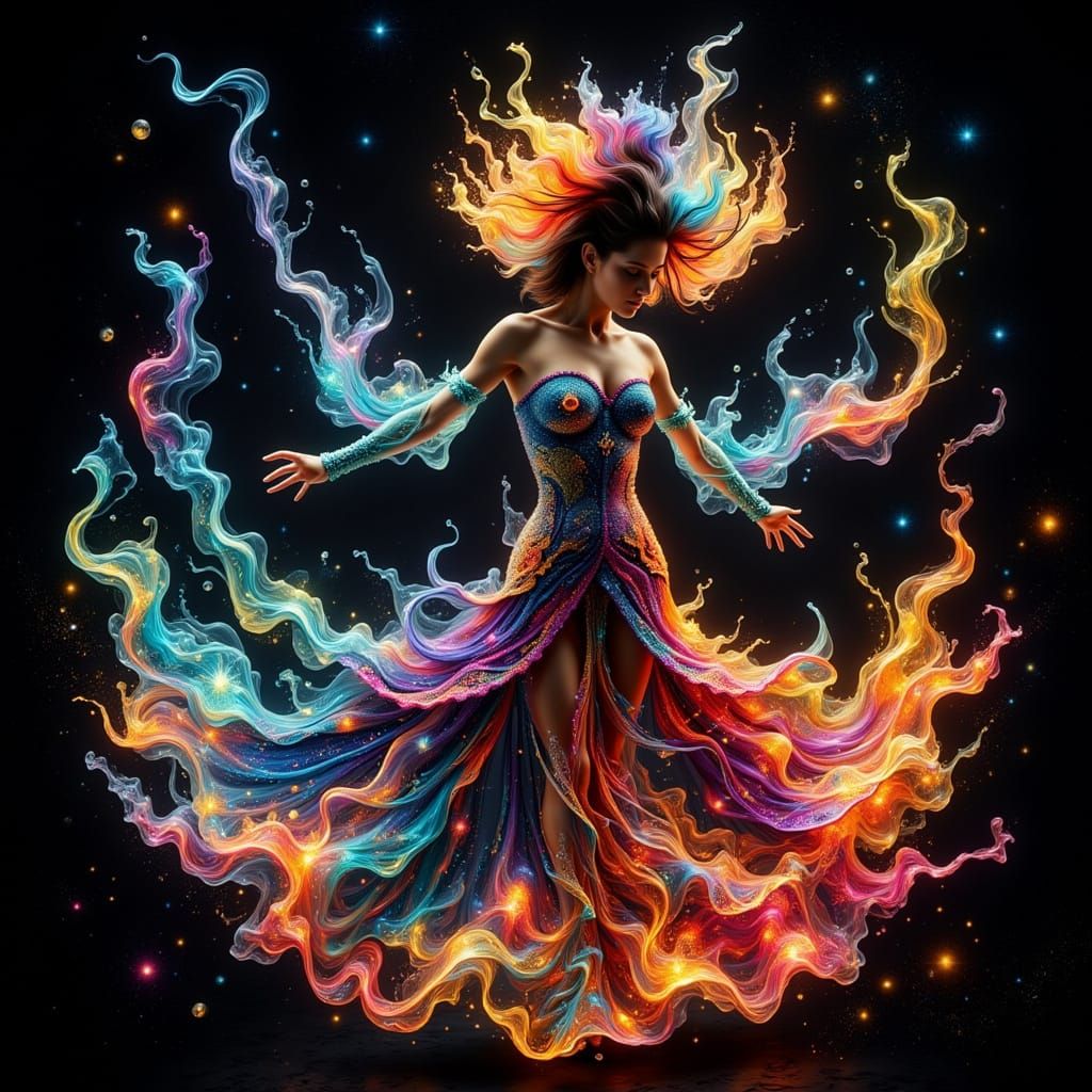 Flamenco Dancer in Neuroglow Synapsis Style