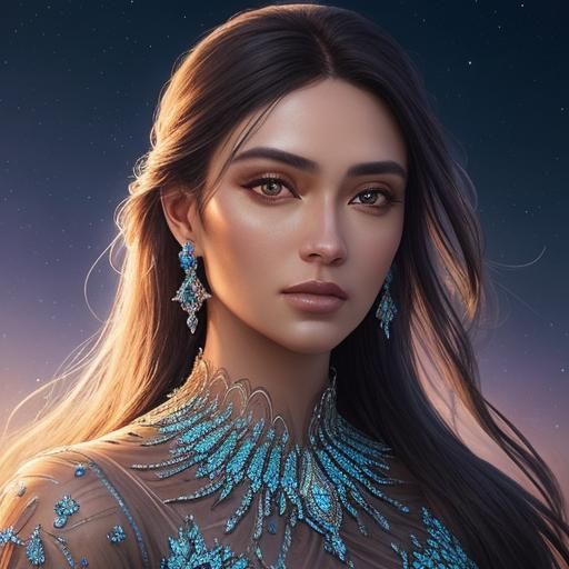 Woman in Glass Dress Portrait: Hyperrealistic Art