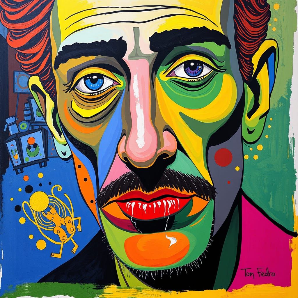 Psychedelic Modern Portrait in Vibrant Colors