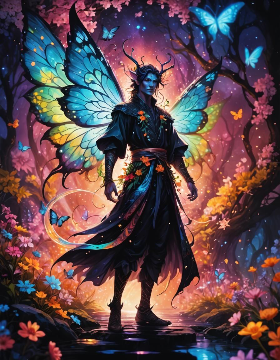 Psychedelic Monster Fairy Portrait in Anime Style