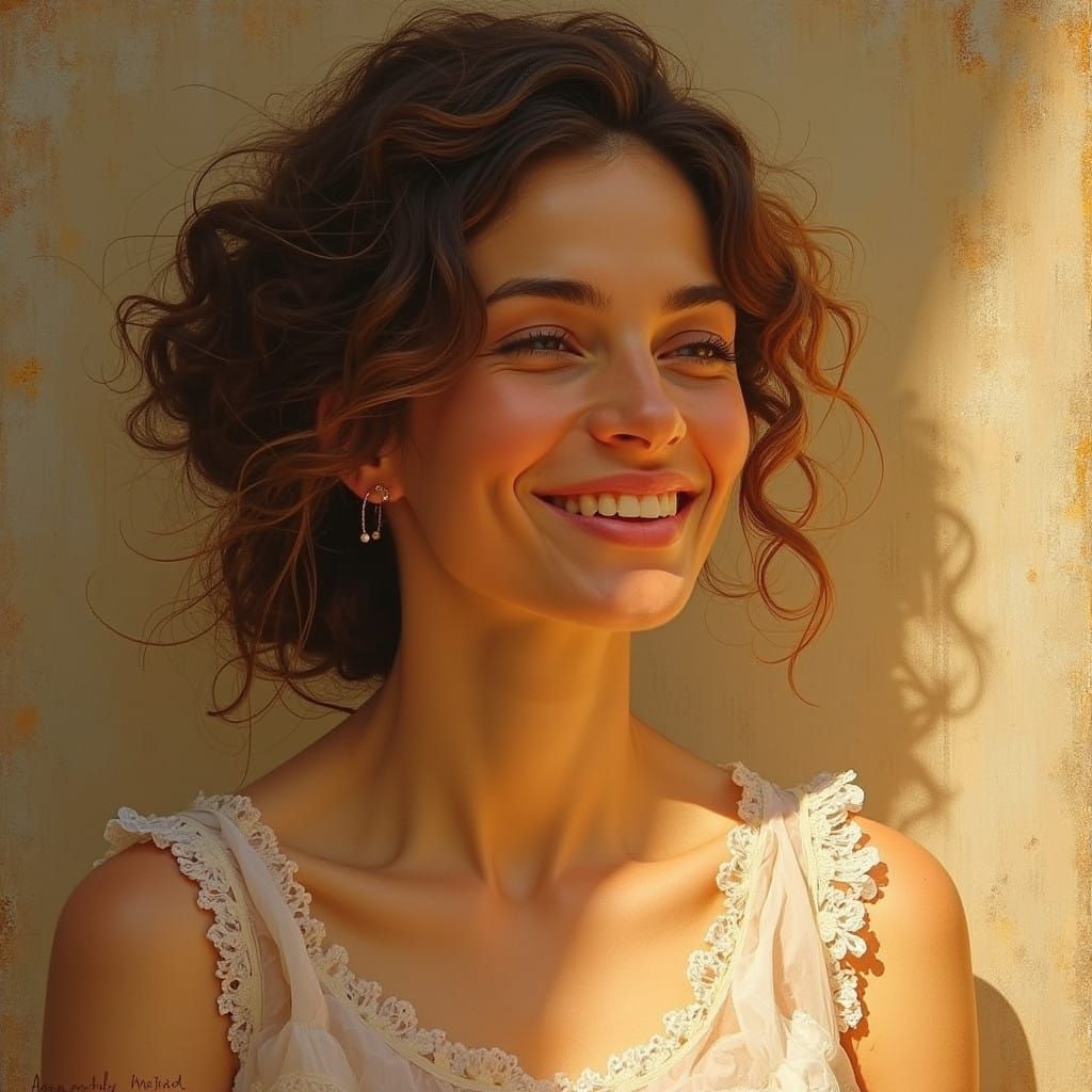 Warm Motherly Smile in Soft Impressionist Light