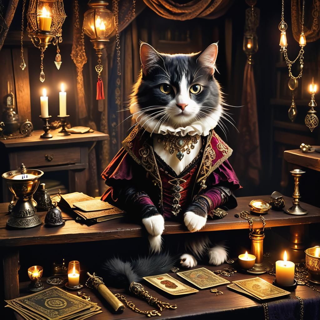 Ethereal Elizabethan Kitty in Steampunk Chamber