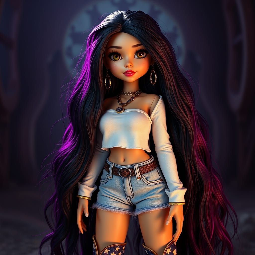 Bratz Doll in Fantasy Landscape, Digital Art