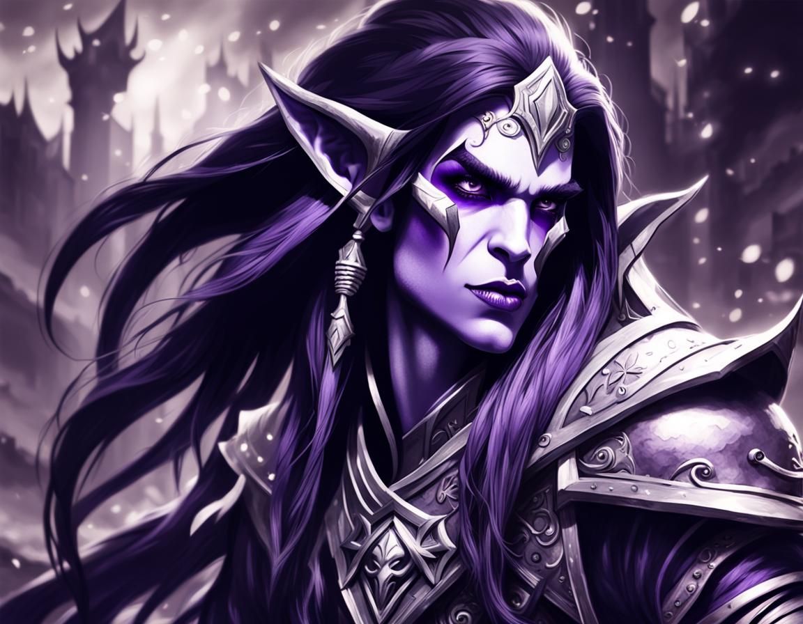Warcraft Dark Elf Portrait in Sepia Tone