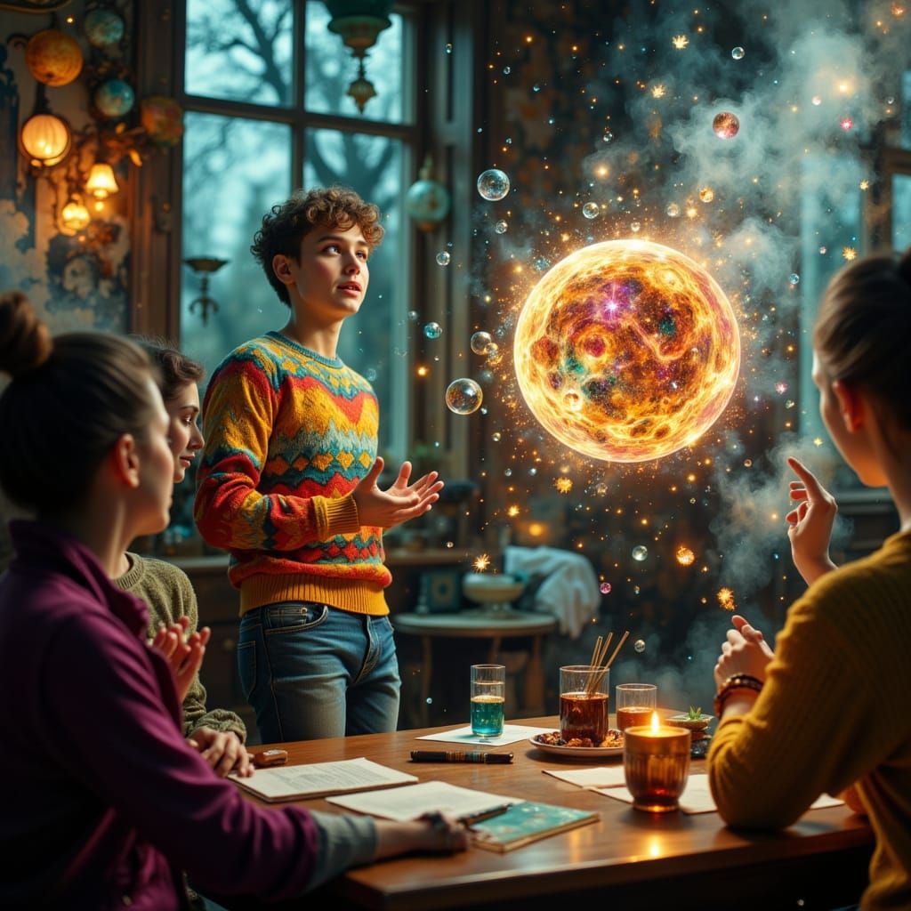 Student Presents Halloween Art in Dreamy Classroom