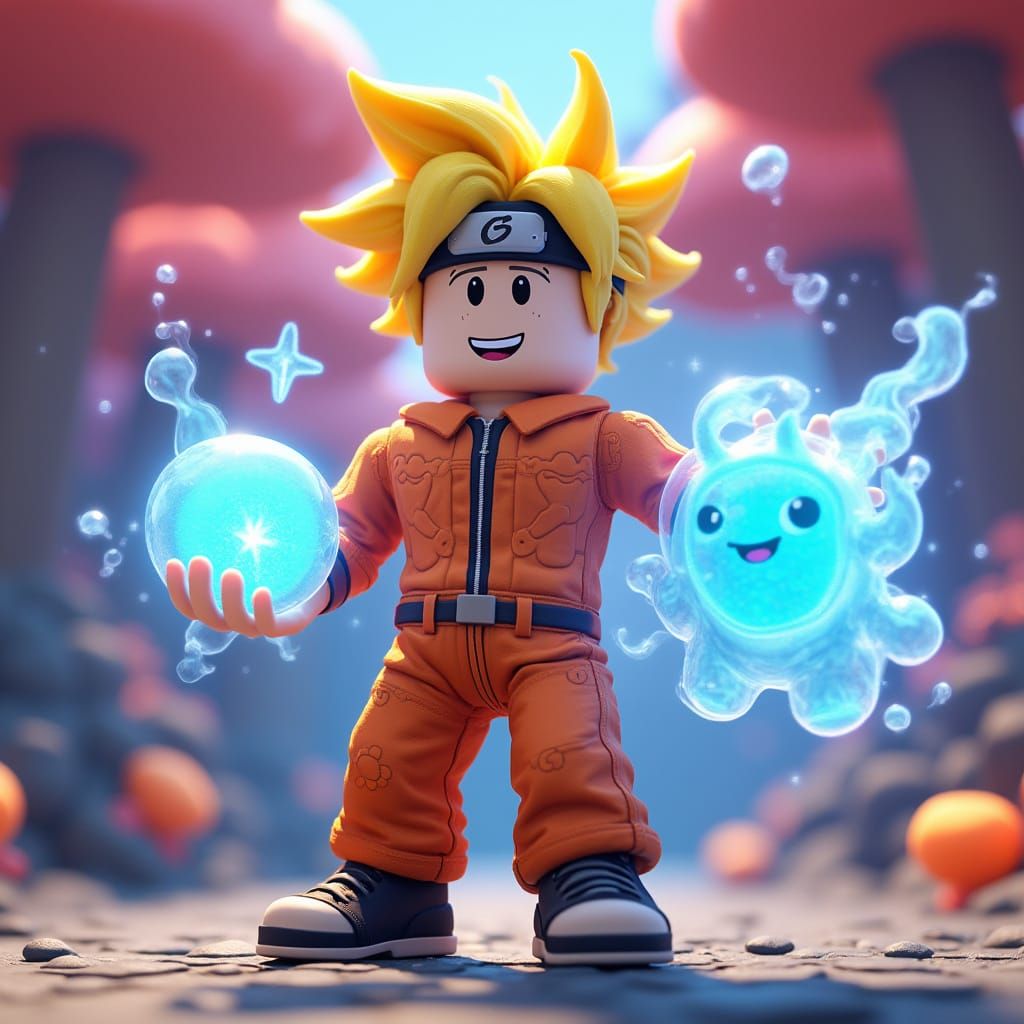 Vibrant Roblox Character in Whimsical Voxel Art Style