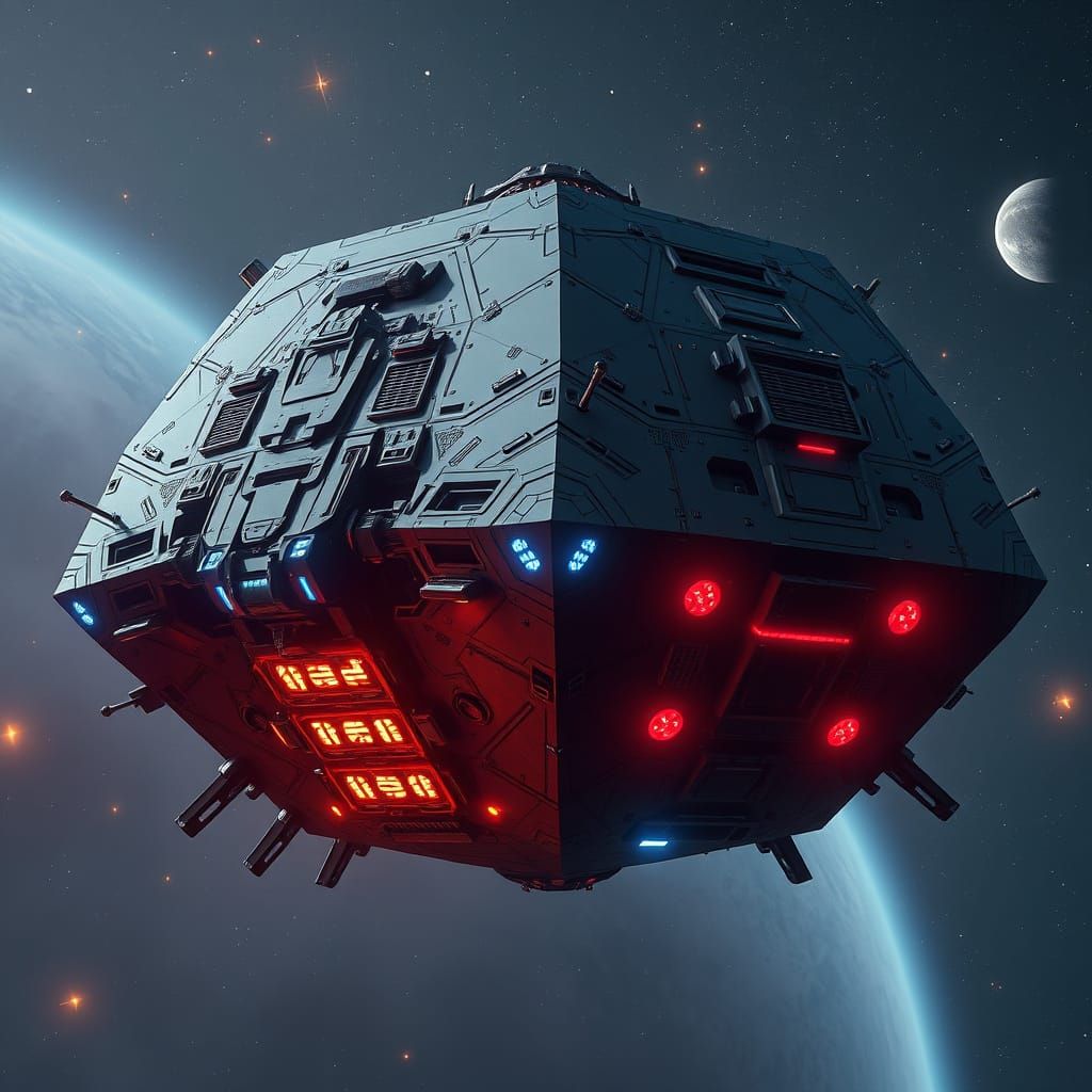 Majestic Black Metallic Futuristic Spaceship Destroyer Domin...