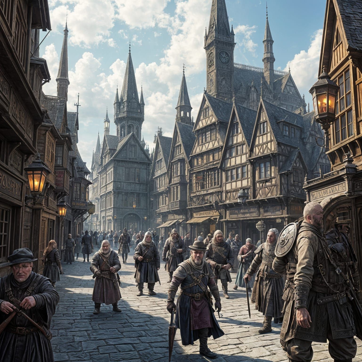 Ankh-Morpork Street Scene with Night Watch