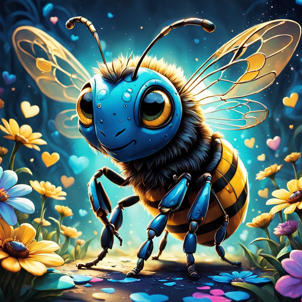 Whimsical Bee in Vibrant Graffiti Style