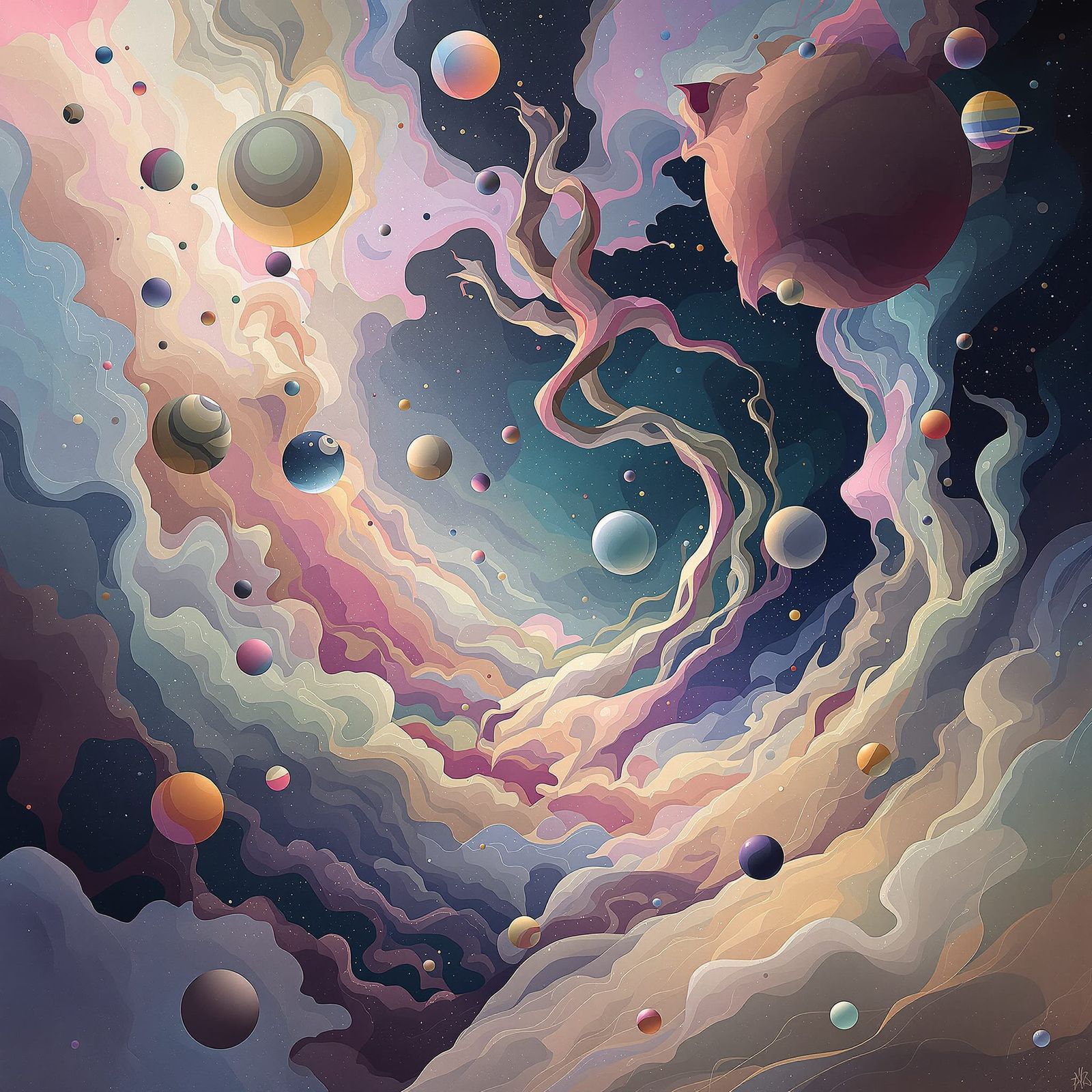 Surreal Dreamscape of Swirling Abstract Forms