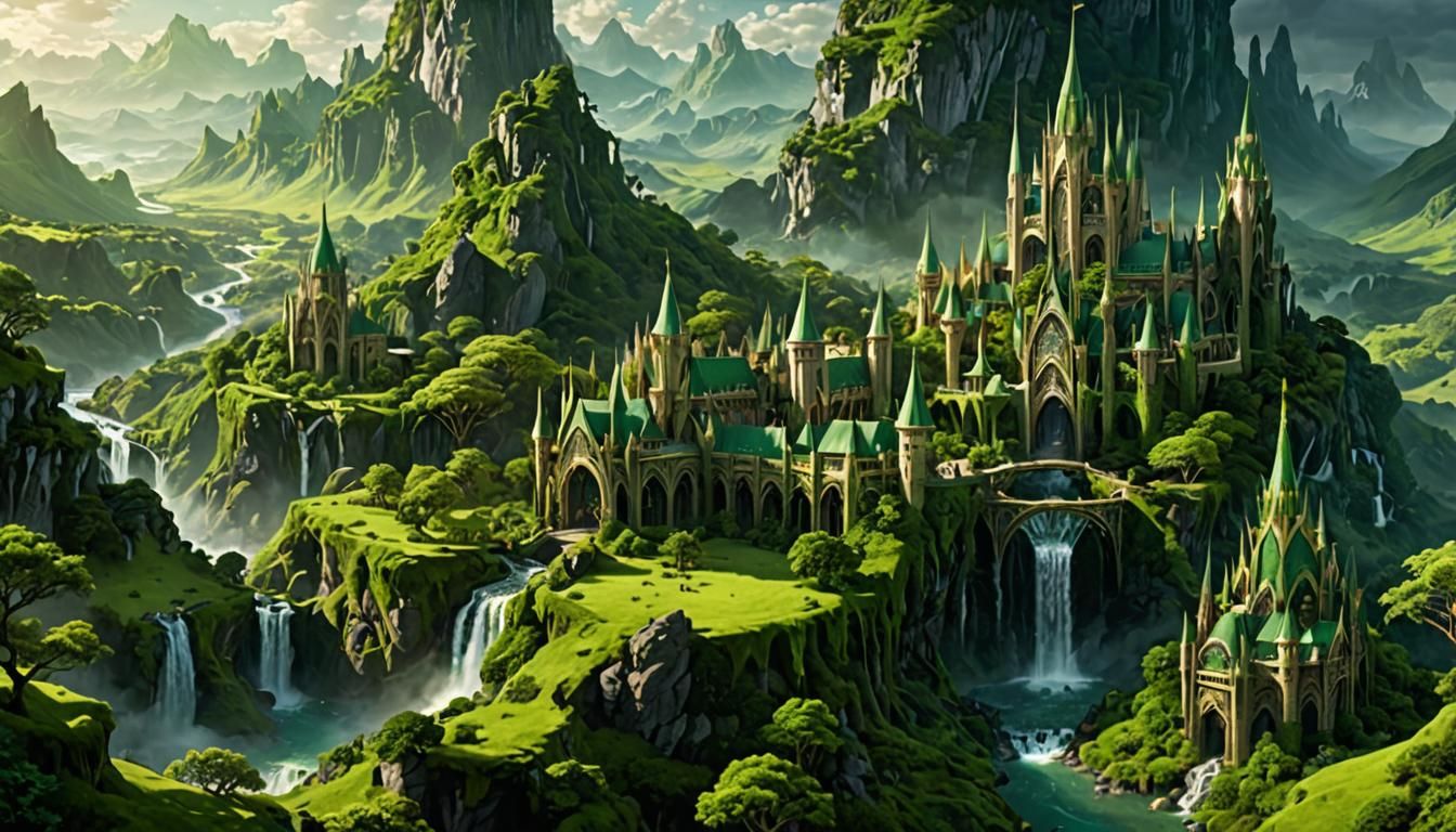 Lush Green Elven Kingdom Landscape