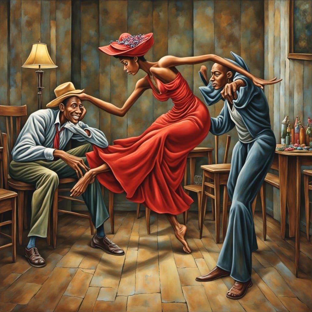 Expressionist Dancer in Studio, Neo-Impressionist Oil Painti...