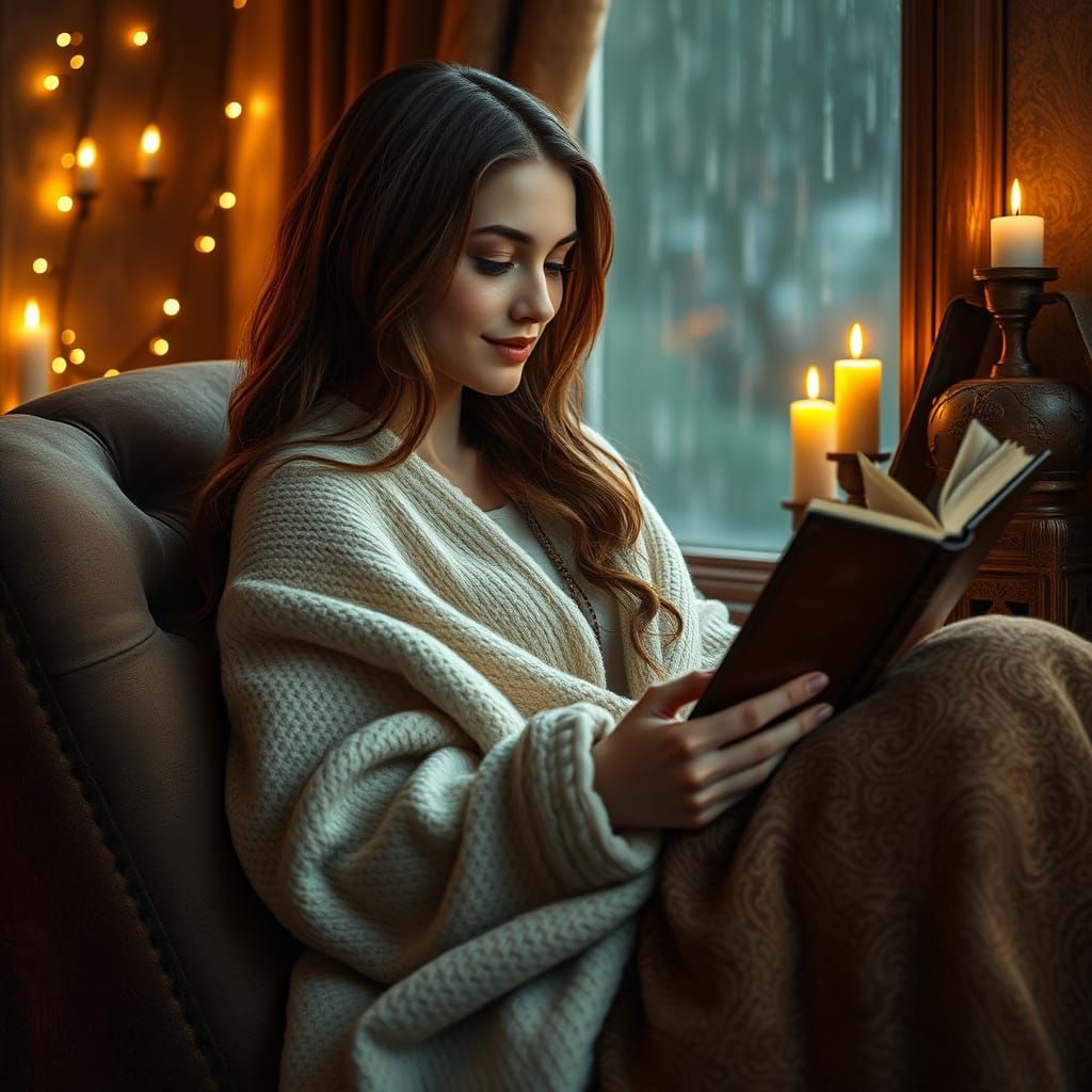 Cozy Bookworm in a Whimsical Haven