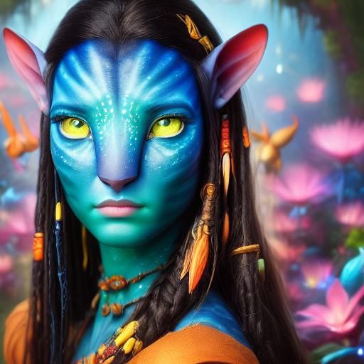 Detailed Portrait of a Na'vi Woman in Jungle